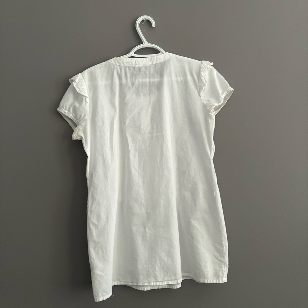 SPY White Short Sleeve Lace Pintuck Peasant Blouse - Picture 5 of 8